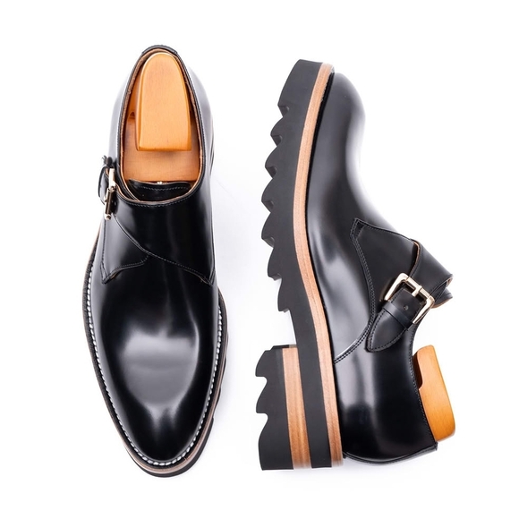 Men´s Black Leather Monk Strap Shoes